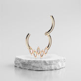 16G Rose Gold Multicolor Marquise Gem 8mm& 10mm Hinged Septum Clicker Ring